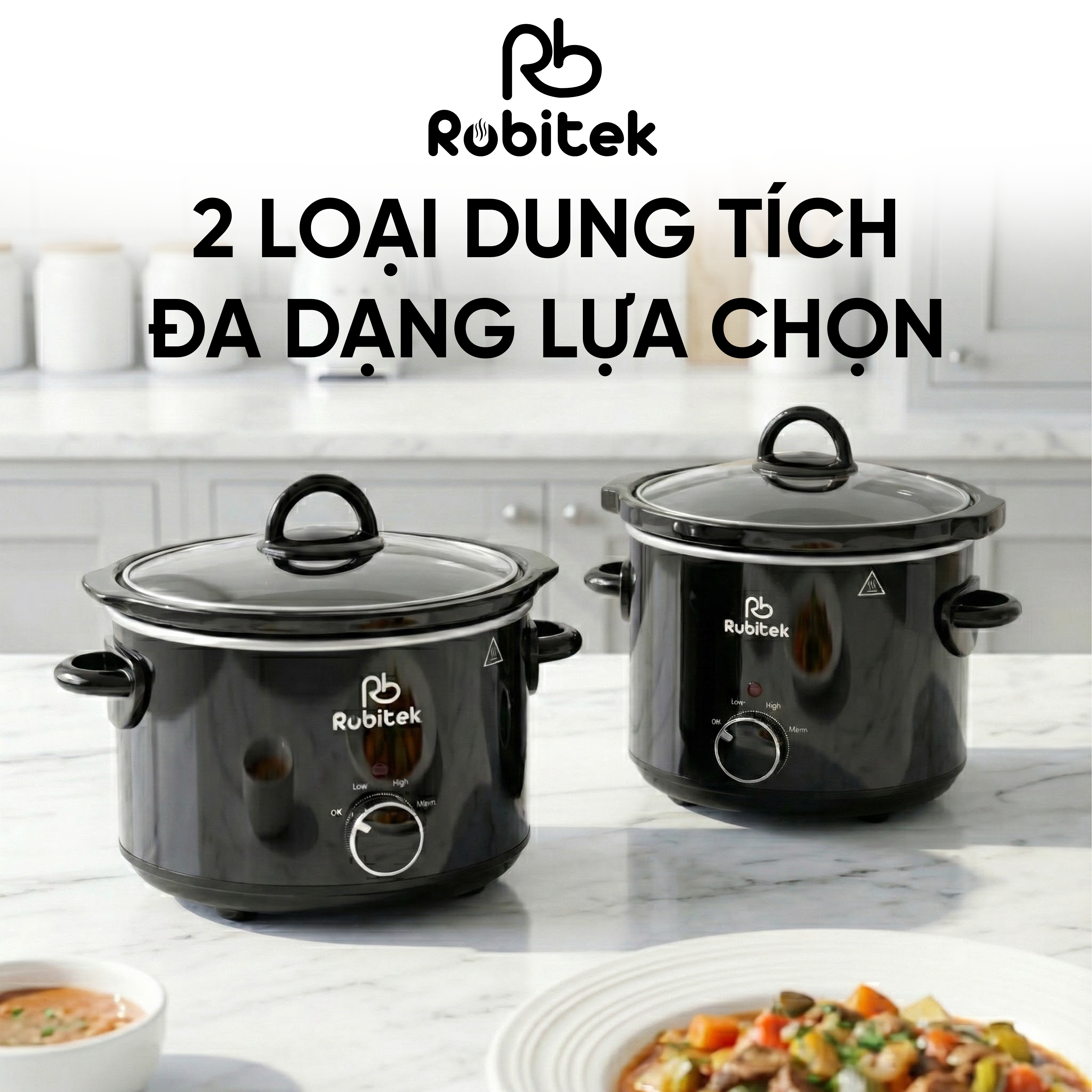 NỒI NẤU CHẬM ROBITEK RB3000 &amp; RB4000 – DUNG TÍCH 3L, 4L – NINH HẦM THỊT TIỆN LỢI, PHÙ HỢP CHO GIA ĐÌNH